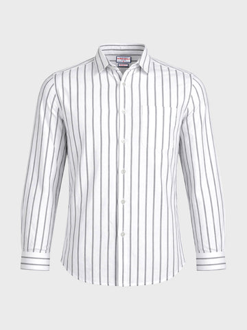 Men's White Relaxed Fit Striped Casual Shirts
