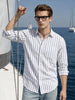 Men's White Relaxed Fit Striped Casual Shirts