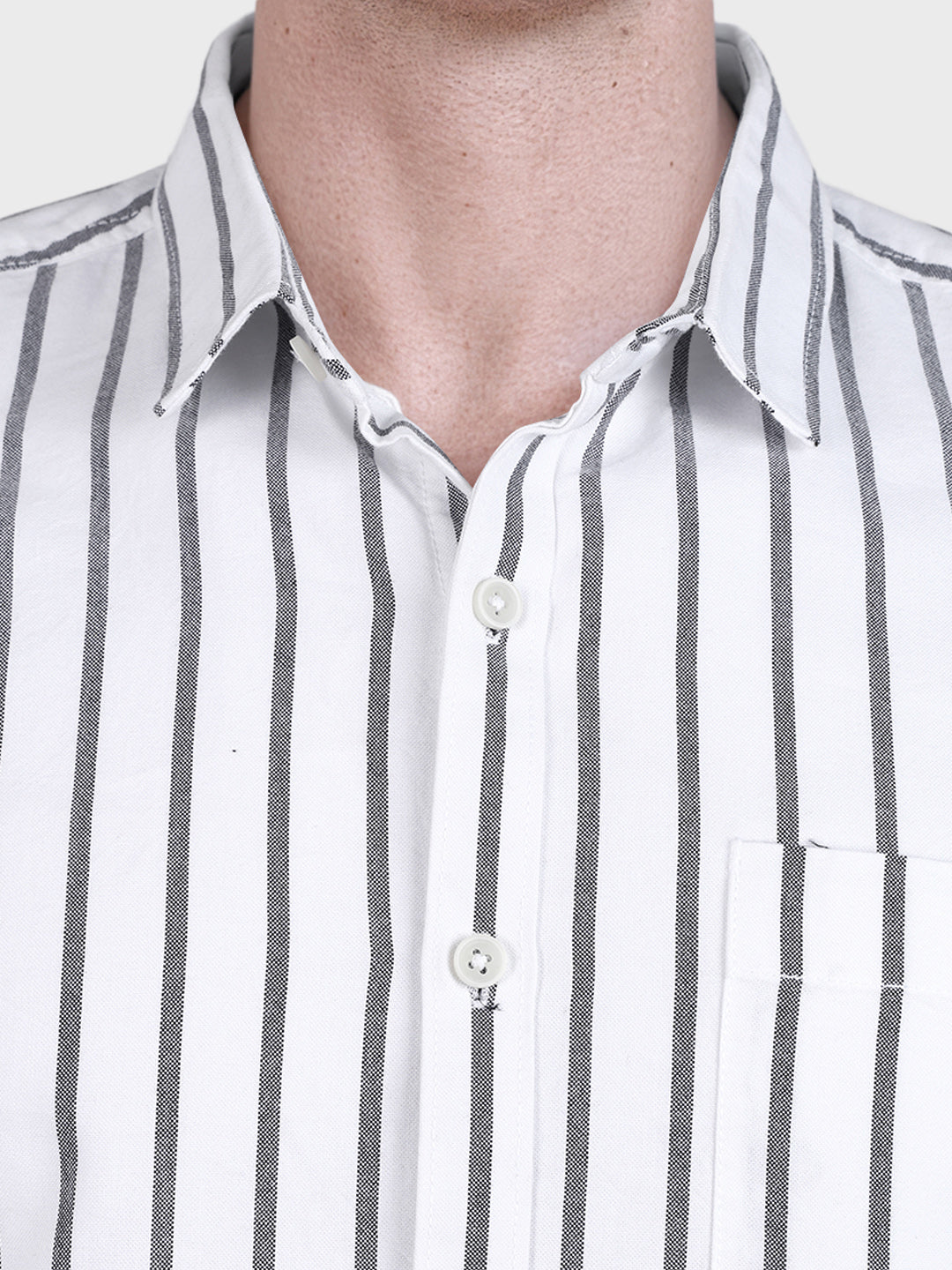 Men's White Relaxed Fit Striped Casual Shirts