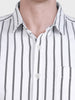 Men's White Relaxed Fit Striped Casual Shirts