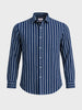 Men's Navy Blue Regular Fit Striped Casual Shirts