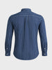 Men's Navy Blue Regular Fit Striped Casual Shirts