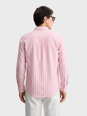 Men's Pink Slim Fit Striped Casual  Shirt