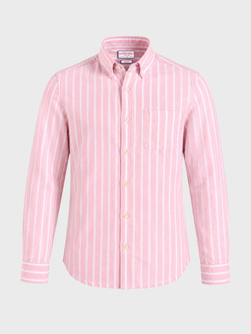 Men's Pink Slim Fit Striped Casual  Shirt