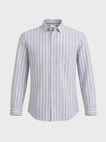 Men's Grey Slim Fit Striped Casual Shirts