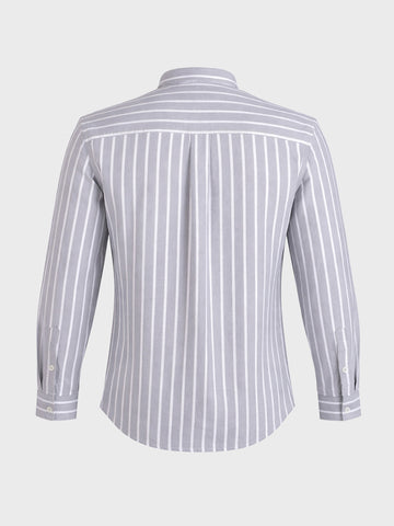 Men's Grey Slim Fit Striped Casual Shirts