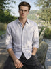 Men's Grey Slim Fit Striped Casual Shirts