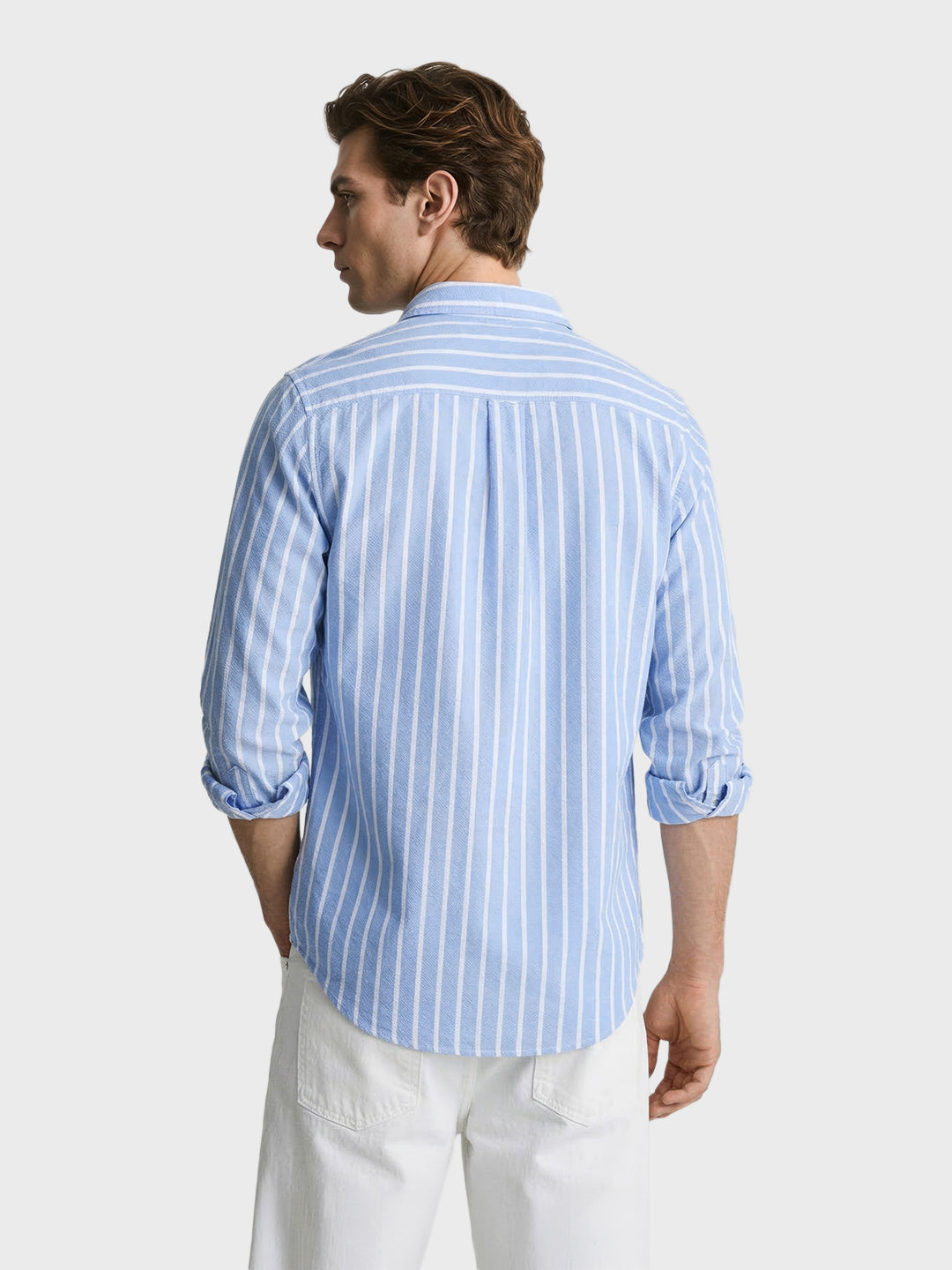 Men's Blue Regular Fit Striped Casual Shirts