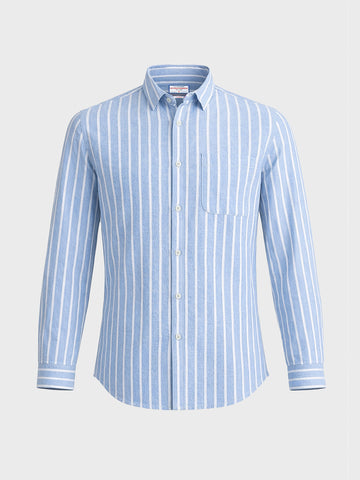 Men's Blue Regular Fit Striped Casual Shirts