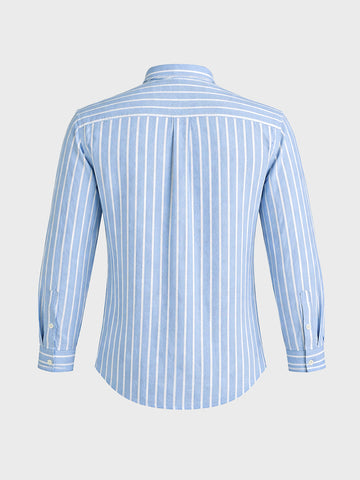 Men's Blue Regular Fit Striped Casual Shirts