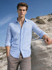 Men's Blue Regular Fit Striped Casual Shirts