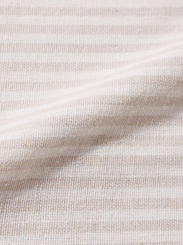 Men's Khaki Regular Fit Vertical Stripes Resort Wear Shirt