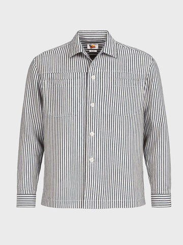Men's Black Regular Fit Vertical Stripes Resort Wear Shirt