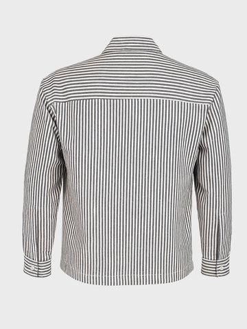 Men's Black Regular Fit Vertical Stripes Resort Wear Shirt