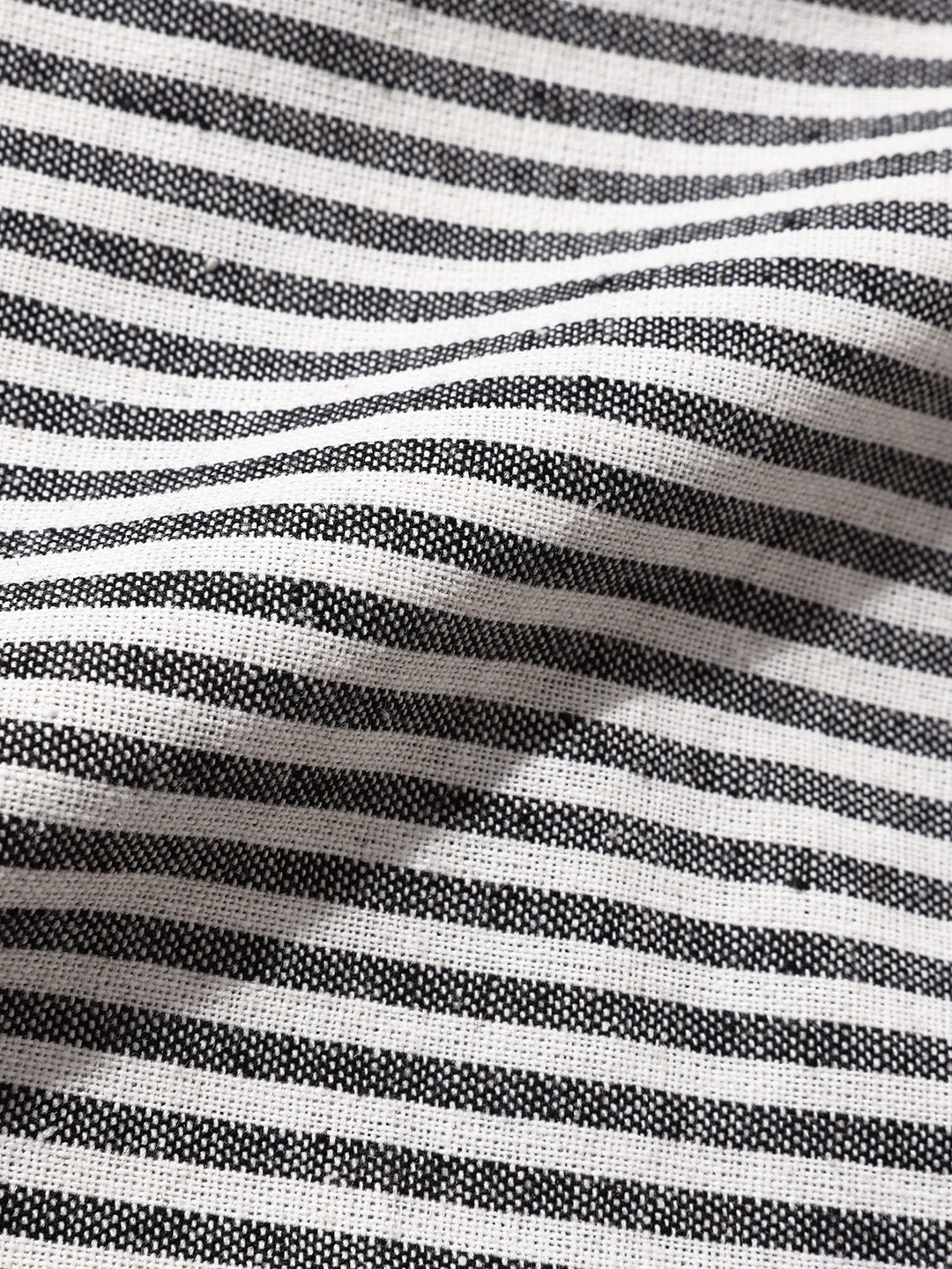 Men's Black Regular Fit Vertical Stripes Resort Wear Shirt