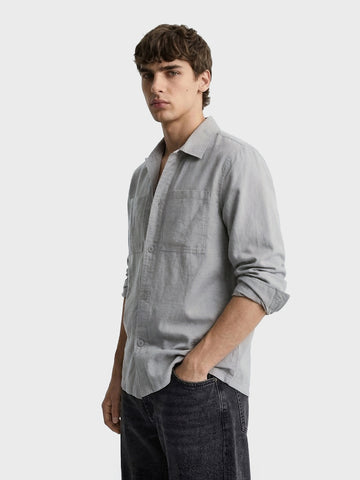 Men's Grey Oversized Fit Solid Casual Shirt