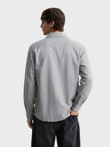 Men's Grey Oversized Fit Solid Casual Shirt