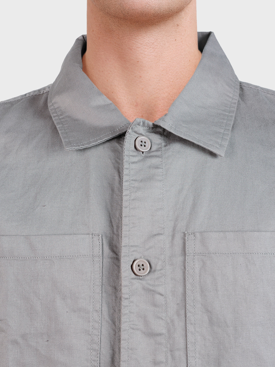 Men's Grey Oversized Fit Solid Casual Shirt
