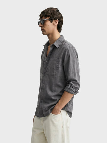 Men's Grey Oversized Fit Solid Casual Shirt