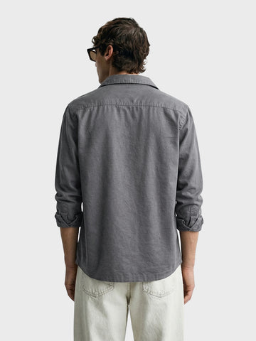 Men's Grey Oversized Fit Solid Casual Shirt