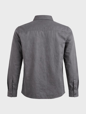 Men's Grey Oversized Fit Solid Casual Shirt
