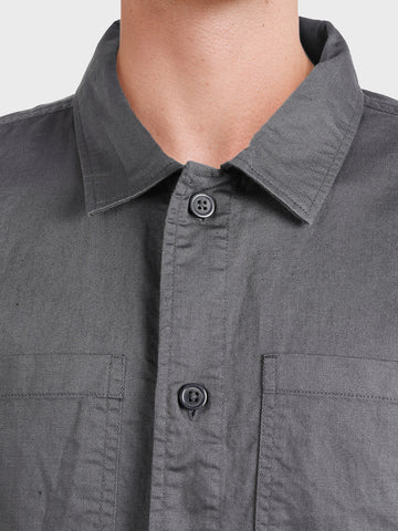 Men's Grey Oversized Fit Solid Casual Shirt