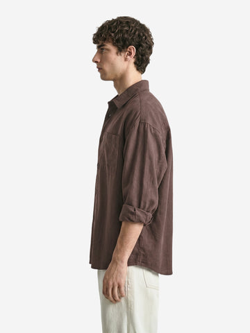 Men's Brown Oversized Fit Solid Casual Shirt