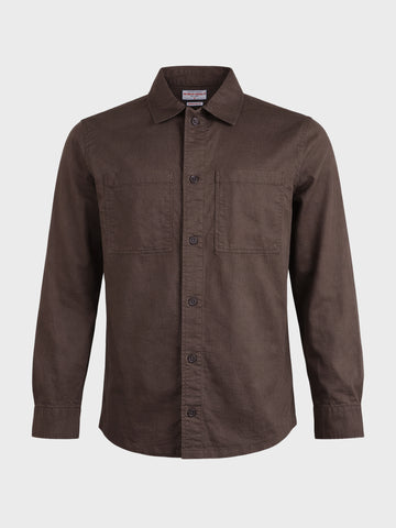 Men's Brown Oversized Fit Solid Casual Shirt
