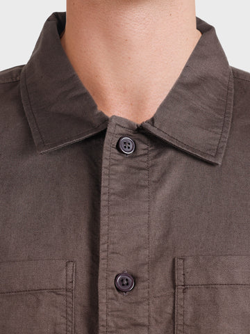 Men's Brown Oversized Fit Solid Casual Shirt