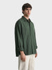 Men's Green Oversized Fit Solid Casual Shirt