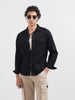Men's Black Regular Fit Utility Solid Shirt