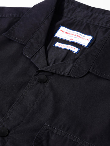 Men's Black Regular Fit Utility Solid Shirt