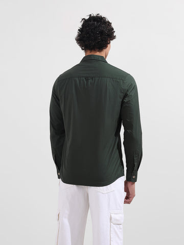 Men's Green Regular Fit Utility Solid Shirt