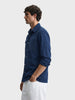 Men's Blue Regular Fit Solid Utility Shirt