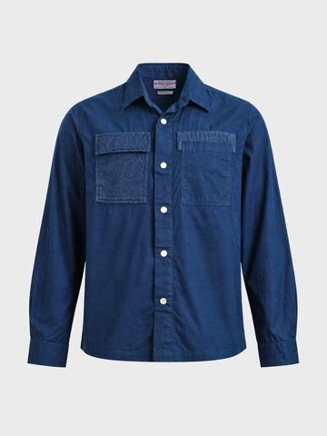 Men's Blue Regular Fit Solid Utility Shirt