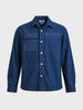 Men's Blue Regular Fit Solid Utility Shirt