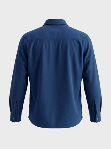 Men's Blue Regular Fit Solid Utility Shirt
