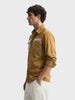 Men's Khaki Regular Fit Solid Utility Shirt