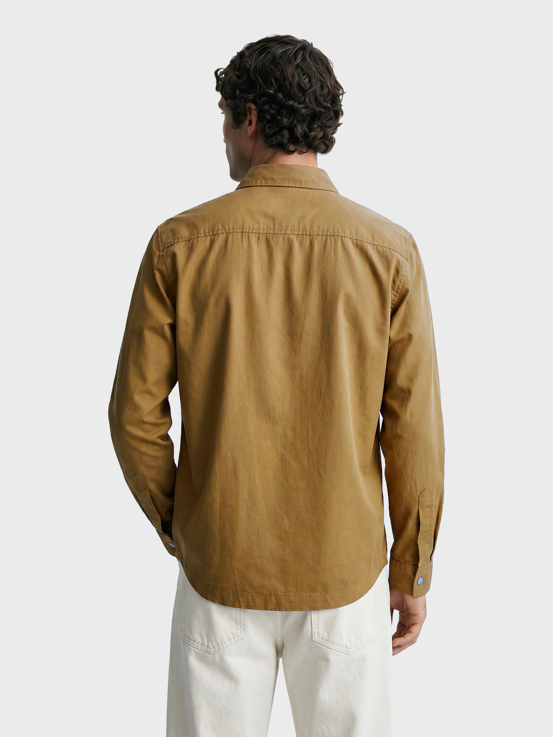 Men's Khaki Regular Fit Solid Utility Shirt