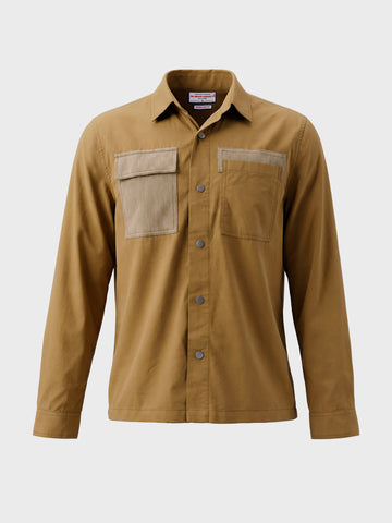 Men's Khaki Regular Fit Solid Utility Shirt