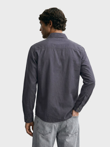 Men's Grey Regular Fit Solid Utility Shirt