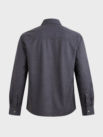 Men's Grey Regular Fit Solid Utility Shirt