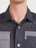 Men's Grey Regular Fit Solid Utility Shirt