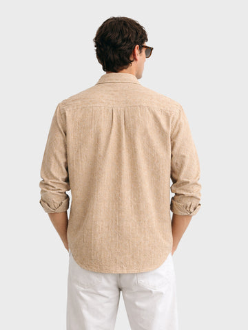 Men's Orange Regular Fit Textured Casual Shirts