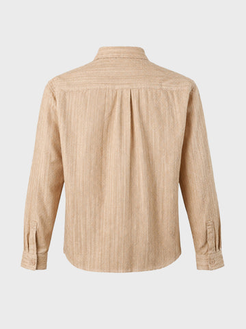 Men's Orange Regular Fit Textured Casual Shirts