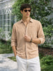 Men's Orange Regular Fit Textured Casual Shirts