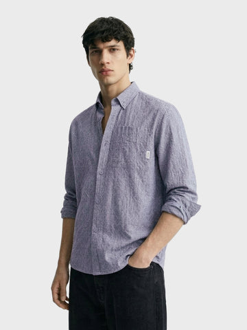 Men's Black Oversized Fit Textured Casual Shirts