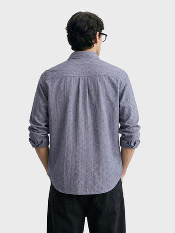 Men's Black Oversized Fit Textured Casual Shirts