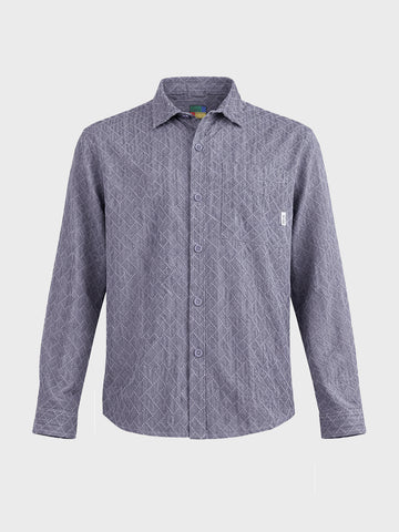 Men's Black Regular Fit Textured Casual Shirts