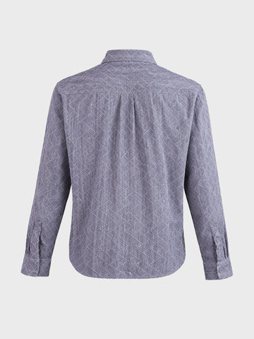 Men's Black Oversized Fit Textured Casual Shirts
